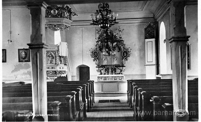 barnarps_kyrka_interior_1935.jpg - Interiörbild från Barnarps Kyrka 1935